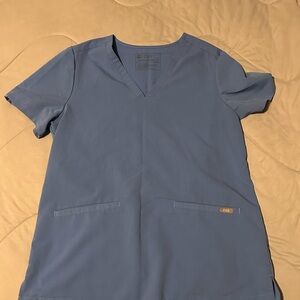 Light blue V-Neck Figs Scrub Top